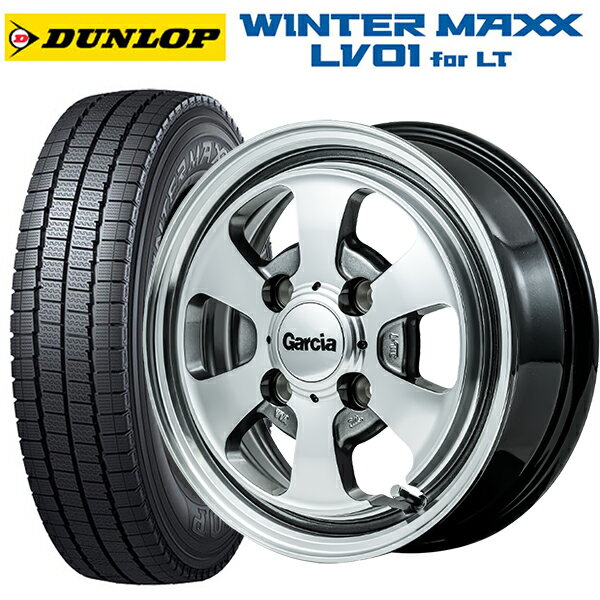 【5/27 1:59迄 最大3万円OFFクーポン】145/80R12 80/78N ダンロップ ウィンターマックス LV01 for VAN エムアイディー ガルシア ダラス6 ポリッシュ/ライングレー 12-4J 国産車用 スタッドレスタイヤホイール4本セット