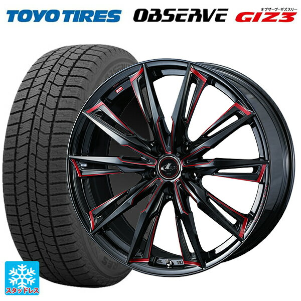 215/60R17 96Q トーヨー オブザーブ ガリットギズ3 ウェッズ レオニス GX BK/SC(RED) 17-7J 国産車用 スタッドレスタイヤホイール4本セット