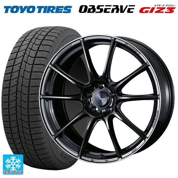 トヨタ プリウス(60系)用 195/50R19 88Q トーヨー オブザーブ ガリットギズ3 ウェッズ ウェッズスポーツ SA25R METAL BLACK/F 新品スタッドレスタイヤホイール 4本セット