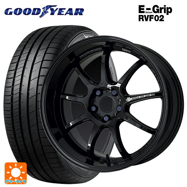 【6/20限定 全品P5倍＆クーポン】215/45R18 93W XL グッドイヤー エフィシェントグリップ RVF02 ワーク エモーション D9R BLK 18-7.5J 国産車用 サマータイヤホイール4本セット