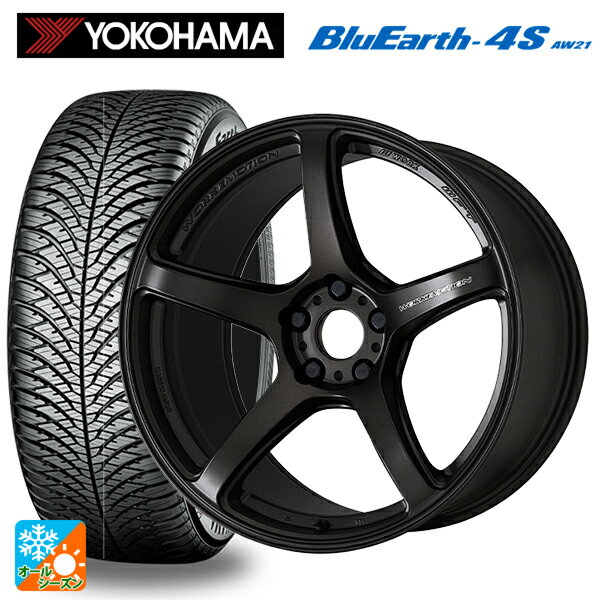 【6/11 1:59迄 全品ポイント5倍】205/50R17 93V XL ヨコハマ ブルーアース4S AW21 ワーク エモーション T5R MGK 17-7J 国産車用 オールシーズンタイヤホイール4本セット