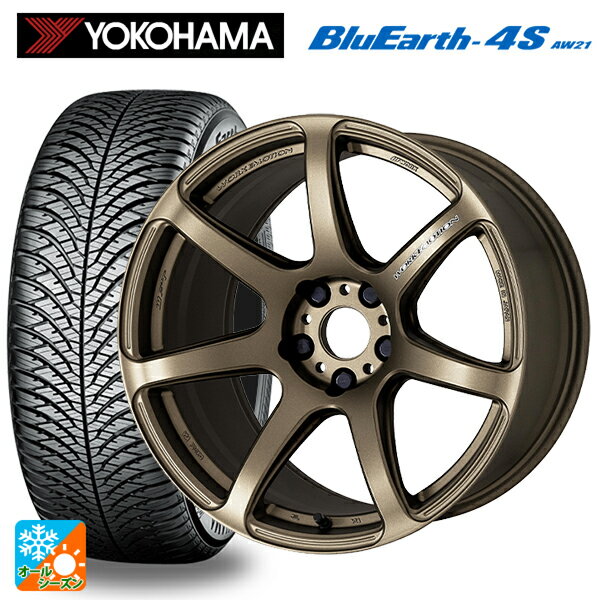 【6/11 1:59迄 全品ポイント5倍】215/45R17 91W XL ヨコハマ ブルーアース4S AW21 ワーク エモーション T7R AHG 17-7J 国産車用 オールシーズンタイヤホイール4本セット