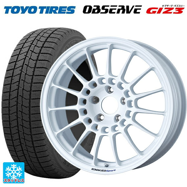 225/45R18 91Q トーヨー オブザーブ ガリットギズ3 エンケイ エンケイスポーツ RC-T5 White 18-8J 国産車用 スタッドレスタイヤホイール4本セット
