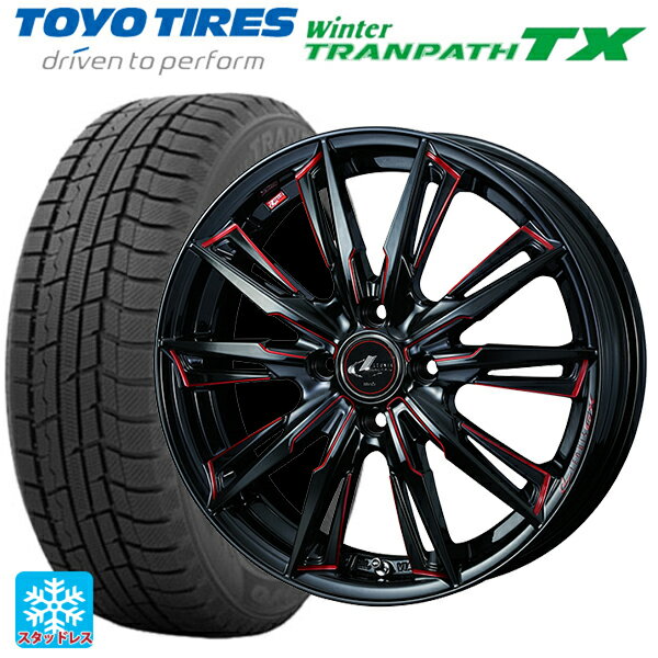 【6/11 1:59迄 全品ポイント5倍】165/55R15 75Q トーヨー ウインタートランパス TX ウェッズ レオニス GX BK/SC(RED) 15-4.5J 国産車用 スタッドレスタイヤホイール4本セット