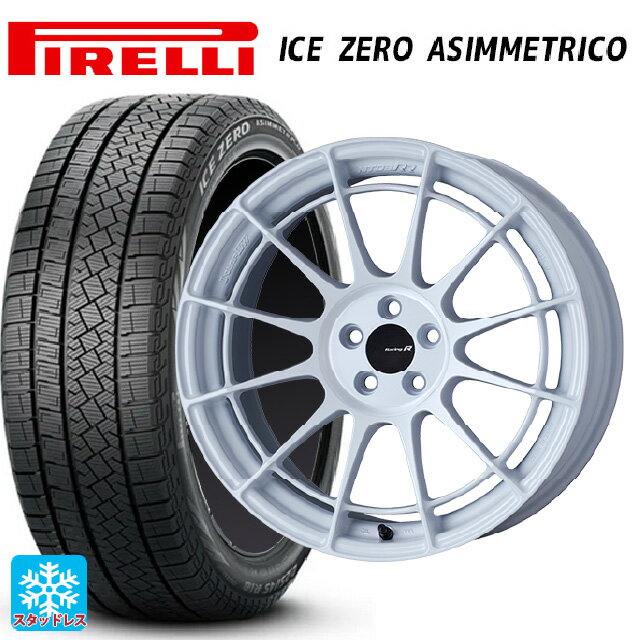 【9/3 20時〜 全品P5倍＆クーポン】235/60R18 107H XL ピレリ アイスゼロ アシンメトリコ 正規品 # エンケイ レーシングレボリューション NT03RR ホワイト 18-9J 国産車用 スタッドレスタイヤホイール4本セット