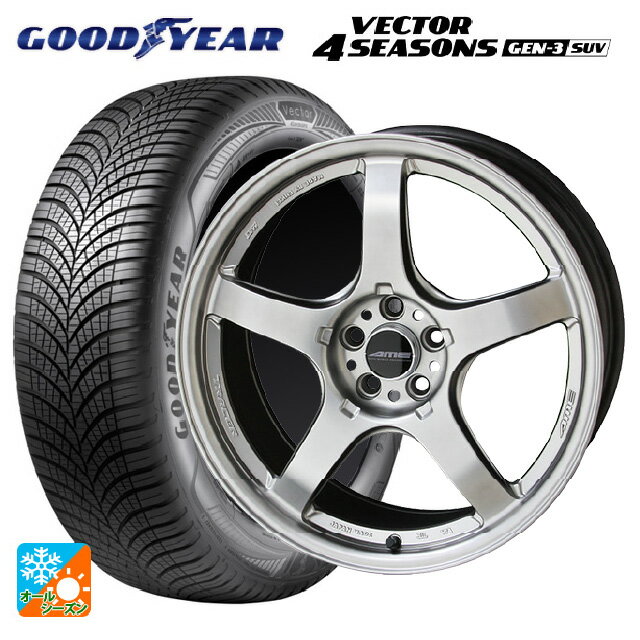 【9/3 20時〜 全品P5倍＆クーポン】トヨタ アルファード(30系)用 235/50R18 101W XL グッドイヤー ベクター4シーズンズ ジェン3 SUV 共豊 トレーサー GTV MATT HYPER SILVER 新品オールシーズンタイヤホイール 4本セット