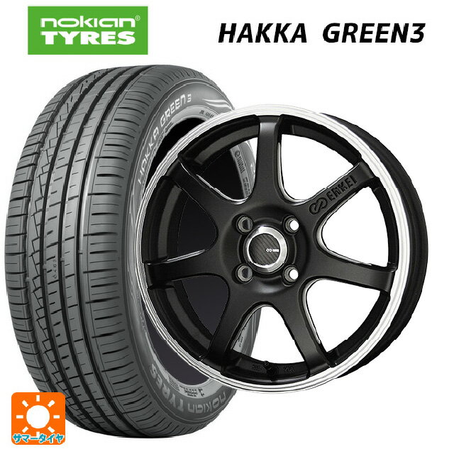 【6/22 20時〜 全品P5倍＆クーポン】195/55R15 89V XL ノキアン ハッカ グリーン3 共豊 エンケイチューニングSC38 マットブラック×リムエンドポリッシュ 15-5.5J 国産車用 サマータイヤホイール4本セット