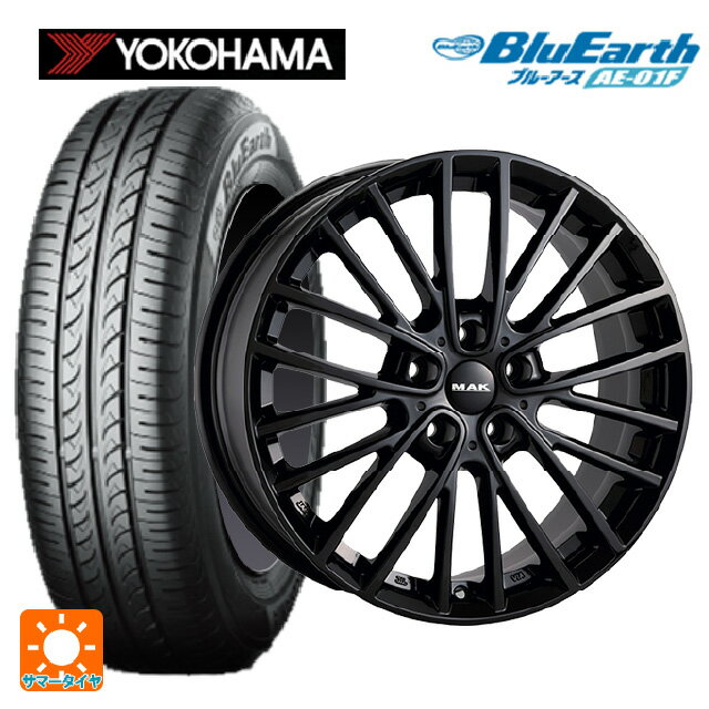 ミニ ミニクーパー(電気自動車)(J01)用 195/60R16 89H ヨコハマ ブルーアース AE01F 阿部商会 マック チェルシー # グロスブラック 新品サマータイヤホイール 4本セット