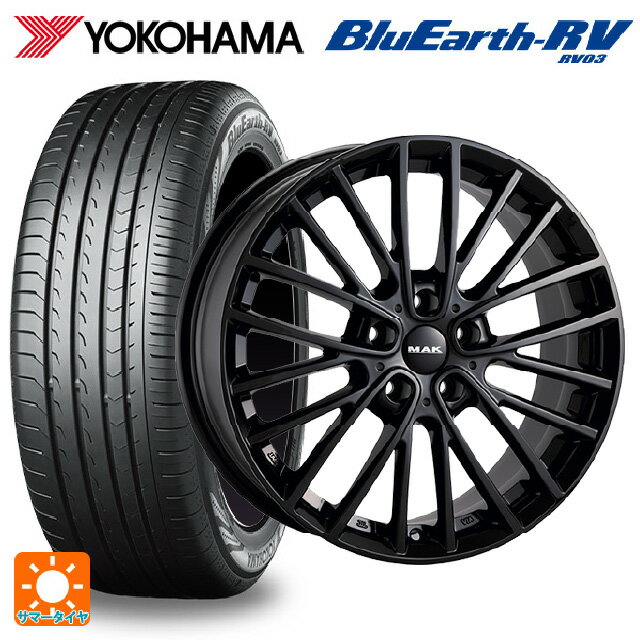 【6/11 1:59迄 全品ポイント5倍】ミニ ミニクーパー(電気自動車)(J01)用 195/60R16 89V ヨコハマ ブルーアース RV03 # 阿部商会 マック チェルシー グロスブラック 新品サマータイヤホイール 4本セット