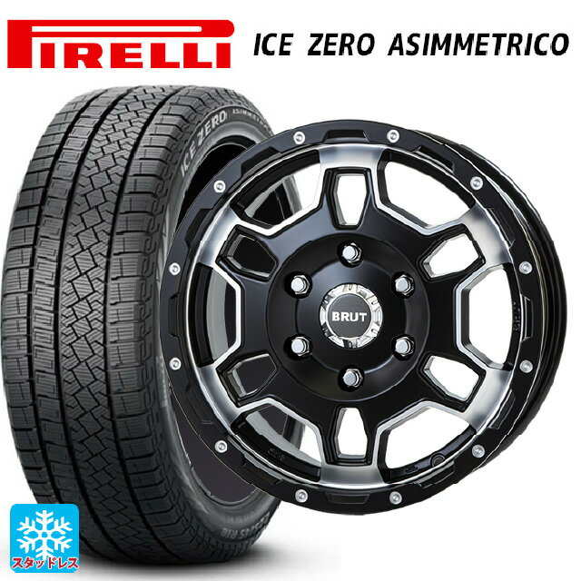 205/55R17 91H ピレリ アイスゼロ アシンメトリコ 正規品 トライスターインターナショナル ブルート BR-66 ミリタリーブラック 17-7.5J 国産車用 スタッドレスタイヤホイール4本セット