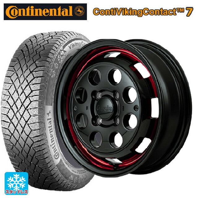 【6/15〜16限定 全品P5倍＆クーポン】155/65R14 75T コンチネンタル コンチバイキングコンタクト7 正規品 エムアイディー ガルシア シスコポップ RED 14-4.5J 国産車用 スタッドレスタイヤホイール4本セット