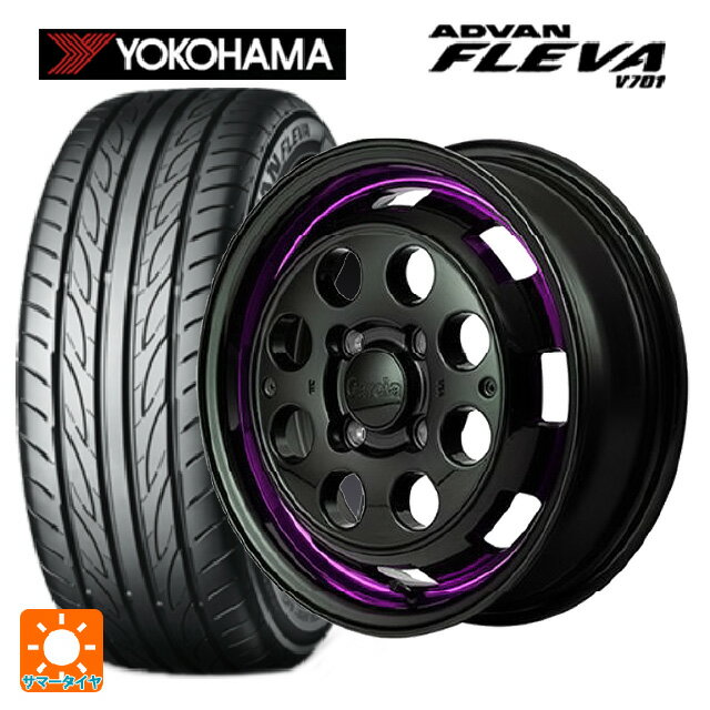 【6/15〜16限定 全品P5倍＆クーポン】165/55R15 75V ヨコハマ アドバン フレバ V701 正規品 エムアイディー ガルシア シスコポップ PURPLE 15-4.5J 国産車用 サマータイヤホイール4本セット