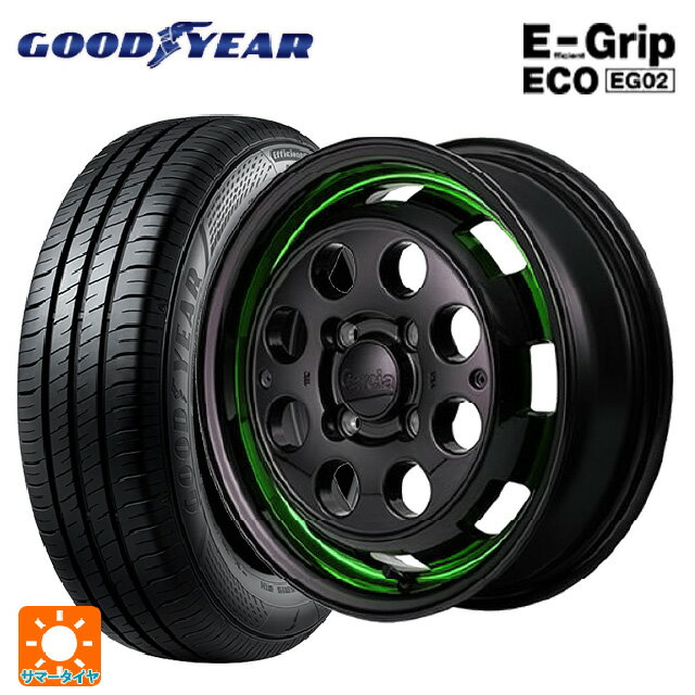 【6/15〜16限定 全品P5倍＆クーポン】165/60R14 75H グッドイヤー エフィシェントグリップ エコ EG02 # エムアイディー ガルシア シスコポップ GREEN 14-4.5J 国産車用 サマータイヤホイール4本セット