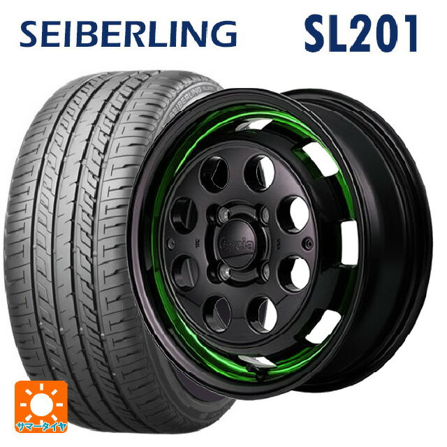 【6/11 1:59迄 全品ポイント5倍】165/55R14 72V セイバーリング セイバーリング SL201(ブリヂストン工場生産） エムアイディー ガルシア シスコポップ GREEN 14-4.5J 国産車用 サマータイヤホイール4本セット