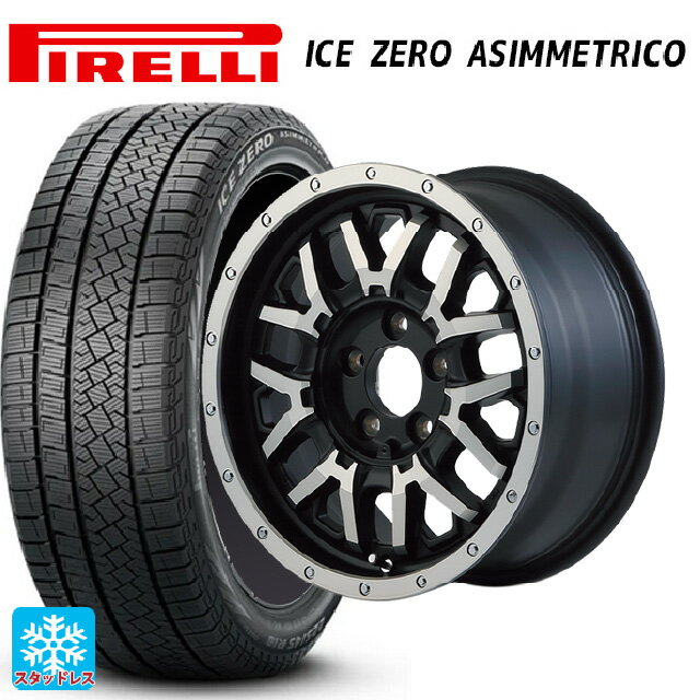 【6/20限定 全品P5倍＆クーポン】215/65R16 98T ピレリ アイスゼロ アシンメトリコ 正規品 エムアイディー ナイトロパワー M27 グレネード セミグロスブラック＋フランジディスクポリッシュ 16-7J 国産車用 スタッドレスタイヤホイール4本セット