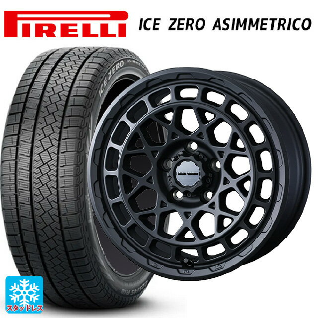 215/65R16 98T ピレリ アイスゼロ アシンメトリコ 正規品 ウェッズ マッドヴァンス X タイプM フルマットブラック 16-7J 国産車用 スタッドレスタイヤホイール4本セット