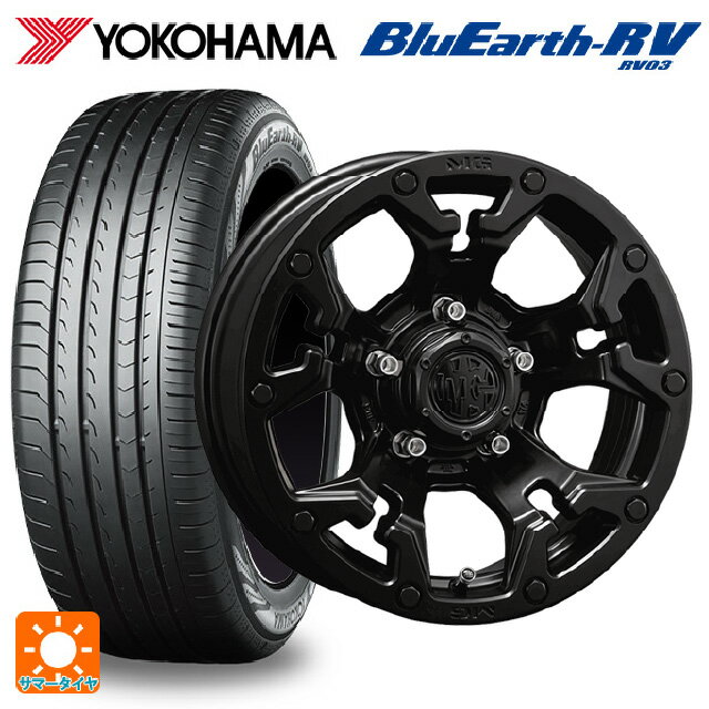 【6/15〜16限定 全品P5倍＆クーポン】215/65R16 98H ヨコハマ ブルーアース RV03 # クリムソン MG ゴーレム マットブラック 16-7J 国産車用 サマータイヤホイール4本セット