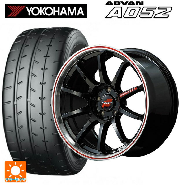 【6/22 20時〜 全品P5倍＆クーポン】アウディ SQ2(GAD系)用 235/45R18 98Y XL ヨコハマ アドバン A052 正規品 エムアイディー MIDレーシング R10 クリスタルブラック/リムポリッシュ+レッド 新品サマータイヤホイール 4本セット