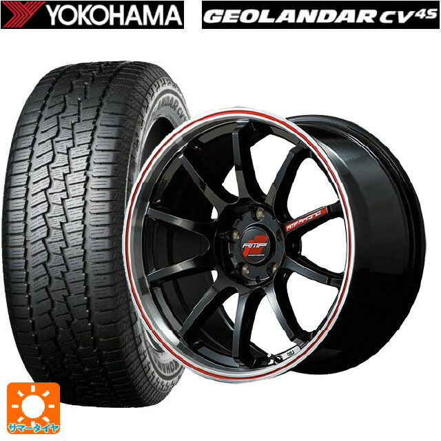ミツビシ アウトランダーPHEV(5LA GNOW)用 235/60R18 107V ヨコハマ ジオランダー CV G058 正規品 エムアイディー MIDレーシング R10 # クリスタルブラック/リムポリッシュ+レッド 新品サマータイヤホイール 4本セット
