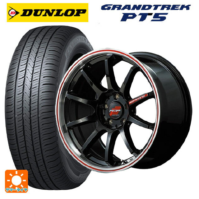 ミツビシ アウトランダーPHEV(5LA GNOW)用 235/60R18 107V ダンロップ グラントレックPT5 エムアイディー MIDレーシング R10 # クリスタルブラック/リムポリッシュ+レッド 新品サマータイヤホイール 4本セット