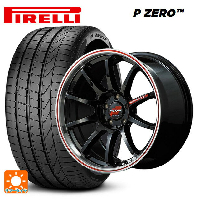 トヨタ GRヤリス(PA系)用 235/40R18 95Y XL ピレリ P ZERO エムアイディー MIDレーシング R10 # クリスタルブラック/リムポリッシュ+レッド 新品サマータイヤホイール 4本セット(2)