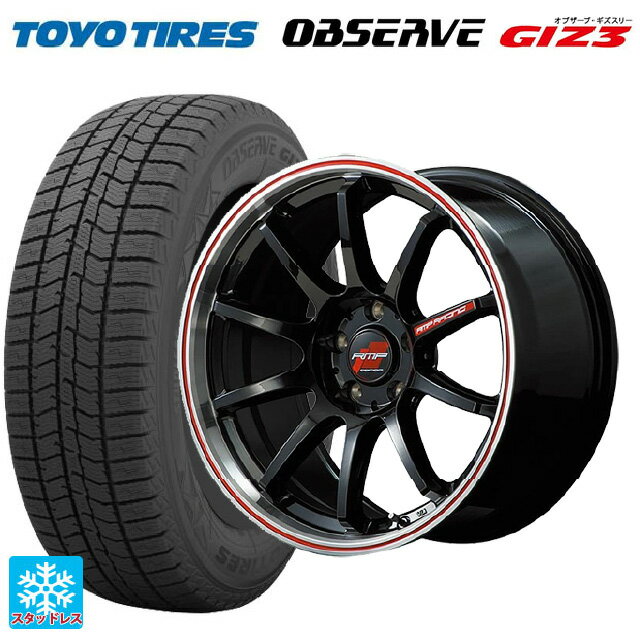 【6/11 1:59迄 全品ポイント5倍】235/45R18 94Q トーヨー オブザーブ ガリットギズ3 エムアイディー MIDレーシング R10 クリスタルブラック/リムポリッシュ+レッド 18-8J 国産車用 スタッドレスタイヤホイール4本セット