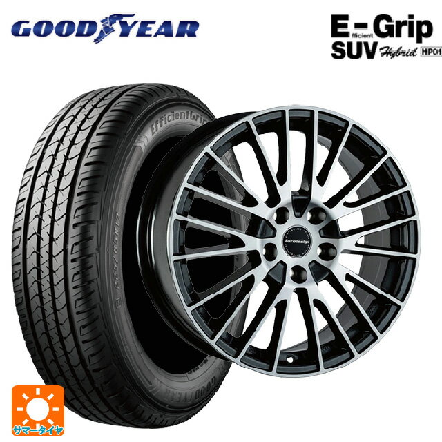 【6/20限定 全品P5倍＆クーポン】ルノー カジャー(ABA-HEH5F)用 225/55R17 97V グッドイヤー エフィシェントグリップSUV HP01 阿部商会 ユーロデザイン カルヴァー ガンメタリック＋ポリッシュ 新品サマータイヤホイール 4本セット