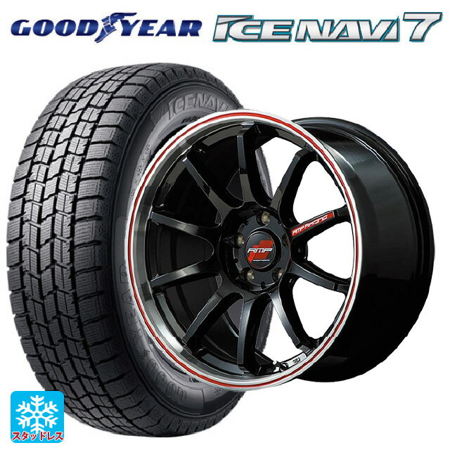 在庫有 225/45R18 91Q グッドイヤー アイスナビ7(数量限定) # エムアイディー MIDレーシング R10 クリスタルブラック/リムポリッシュ+レッド 18-7.5J 国産車用 スタッドレスタイヤホイール4本セット
