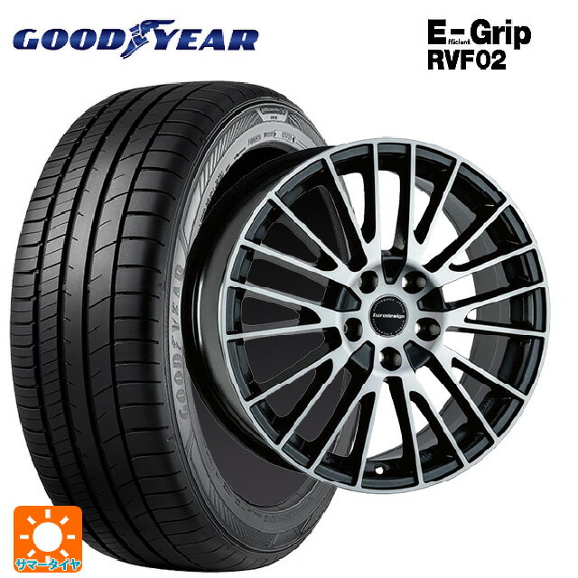 【6/15〜16限定 全品P5倍＆クーポン】ミニ ミニクロスオーバー(F60)用 225/50R18 99V XL グッドイヤー エフィシェントグリップ RVF02 阿部商会 ユーロデザイン カルヴァー ガンメタリック＋ポリッシュ 新品サマータイヤホイール 4本セット