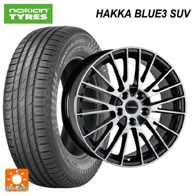 【6/15〜16限定 全品P5倍＆クーポン】ルノー カジャー(ABA-HEH5F)用 215/60R17 100H XL ノキアン ハッカ ブルー3 SUV 阿部商会 ユーロデザイン カルヴァー ガンメタリック＋ポリッシュ 新品サマータイヤホイール 4本セット