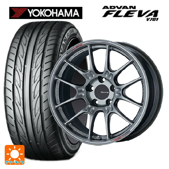 【6/11 1:59迄 全品ポイント5倍】215/45R18 93W XL ヨコハマ アドバン フレバ V701 正規品 # エンケイ レーシング GTC02 ハイパーシルバー 18-7.5J 国産車用 サマータイヤホイール4本セット