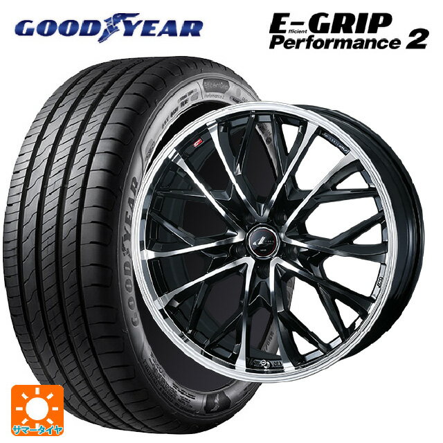 195/60R16 89V グッドイヤー エフィシェントグリップ パフォーマンス2 ウェッズ レオニス MV パールブラックミラーカット 16-6.5J 国産車用 サマータイヤホイール4本セット