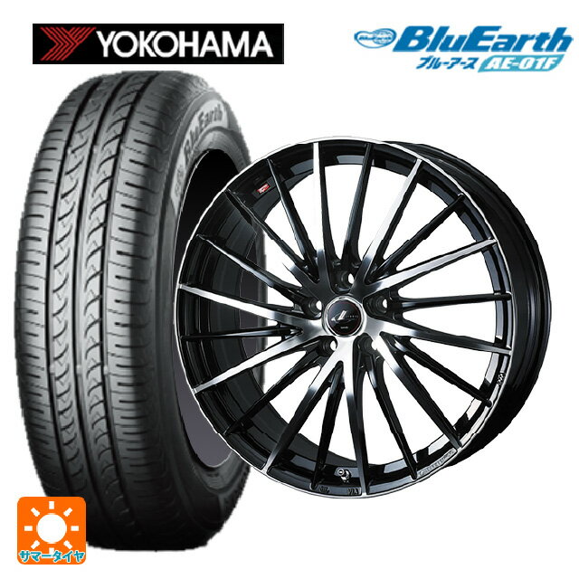 185/55R16 83V ヨコハマ ブルーアース AE01F ウェッズ レオニス FR パールブラックミラーカット 16-6J 国産車用 サマータイヤホイール4本セット