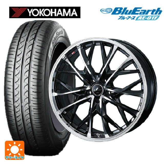 185/55R16 83V ヨコハマ ブルーアース AE01F ウェッズ レオニス MV パールブラックミラーカット 16-6J 国産車用 サマータイヤホイール4本セット