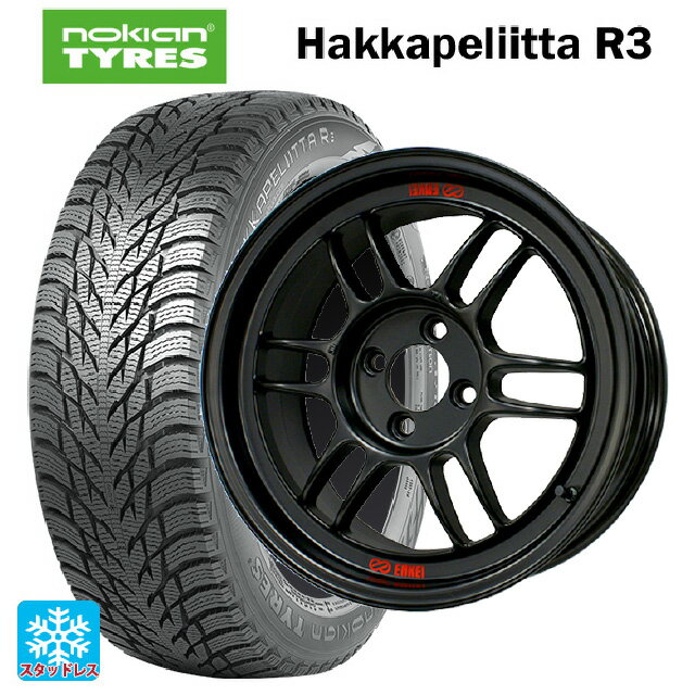 【6/15〜16限定 全品P5倍＆クーポン】2022年製 185/60R15 88R XL ノキアン ハッカペリッタ R3(数量限定) エンケイ レーシング RPF1 マットブラック 15-7J 国産車用 スタッドレスタイヤホイール4本セット