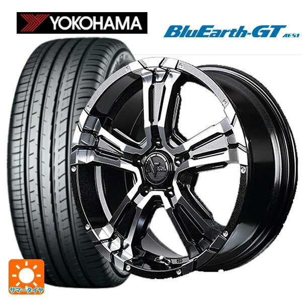 トヨタ プリウス(60系)用 2025年製 195/60R17 90V ヨコハマ ブルーアースGT AE51 エムアイディー ナイトロパワー クロスクロウ（訳あり） ブラックメタリック＋ミラーカット 新品サマータイヤホイール 4本セット