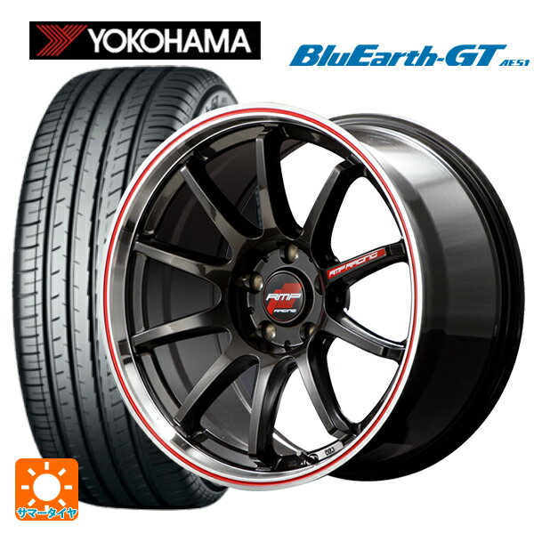 【6/22 20時〜 全品P5倍＆クーポン】アウディ SQ2(GAD)用 235/45R18 94W ヨコハマ ブルーアースGT AE51 エムアイディー MIDレーシング R10 クリスタルブラック/リムポリッシュ+レッド 新品サマータイヤホイール 4本セット