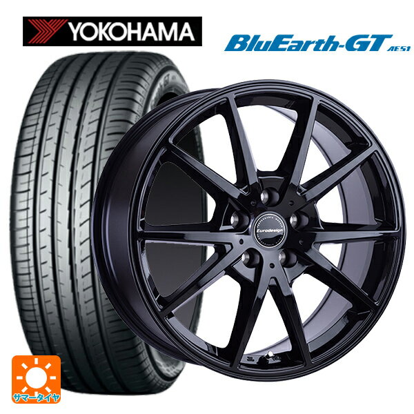 【6/11 1:59迄 全品ポイント5倍】ミニ ミニクロスオーバー(F60)用 225/50R18 95W ヨコハマ ブルーアースGT AE51 阿部商会 ユーロデザイン スウィンドン グロスブラック 新品サマータイヤホイール 4本セット