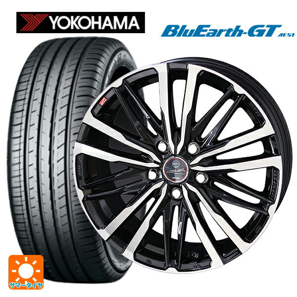 【6/22 20時〜 全品P5倍＆クーポン】215/60R16 95H ヨコハマ ブルーアースGT AE51 共豊 スマック クレスト サファイアブラックポリッシュ 16-6.5J 国産車用 サマータイヤホイール4本セット