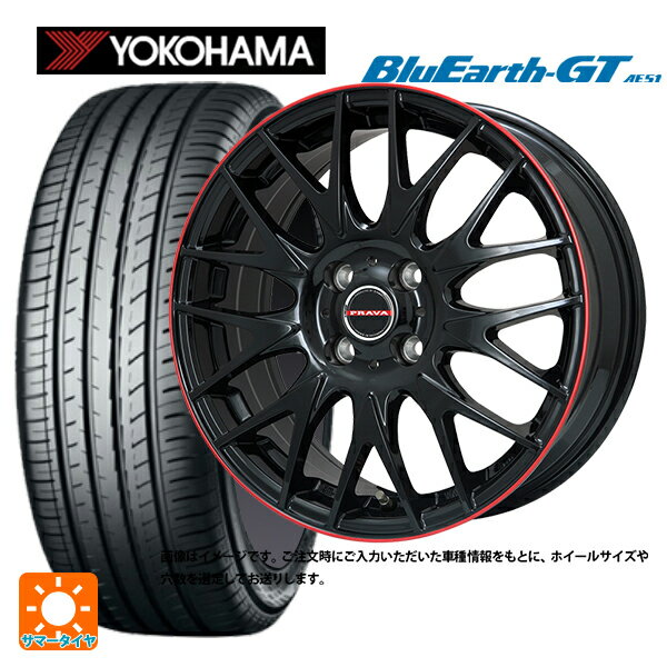 【6/22 20時〜 全品P5倍＆クーポン】205/60R16 92V ヨコハマ ブルーアースGT AE51 ビックウェイ レイシーン プラバ 9M Jr2 GBK/RDリム 16-6.5J 国産車用 サマータイヤホイール4本セット