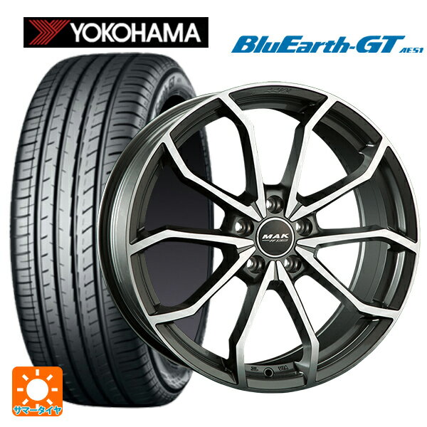 【6/22 20時〜 全品P5倍＆クーポン】アウディ A4(8W系)用 225/45R18 95W XL ヨコハマ ブルーアースGT AE51 阿部商会 マック レーベFF ガンメタリックミラー 新品サマータイヤホイール 4本セット