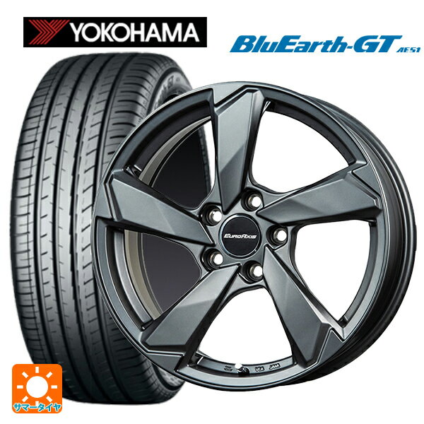 【6/22 20時〜 全品P5倍＆クーポン】アウディ A5(F5系)用 245/40R18 97W XL ヨコハマ ブルーアースGT AE51 ユーロアクシス クロスエッジ マットチタニウム 新品サマータイヤホイール 4本セット