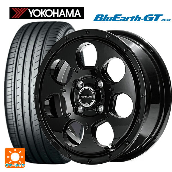 【6/22 20時〜 全品P5倍＆クーポン】165/55R15 75V ヨコハマ ブルーアースGT AE51 # エムアイディー MIDホイール マッドエージェント セミグロスブラック 15-4.5J 国産車用 サマータイヤホイール4本セット