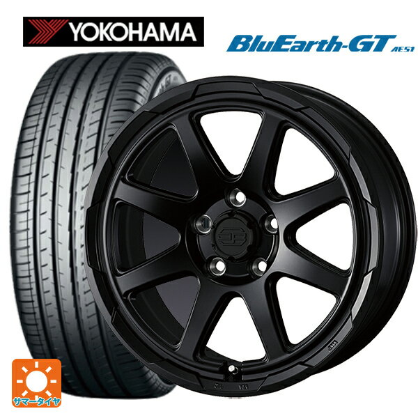 【6/15〜16限定 全品P5倍＆クーポン】205/55R16 91V ヨコハマ ブルーアースGT AE51 ウェッズ ウェッズ アドヴェンチャー スタットベルグ セミマットブラック 16-7J 国産車用 サマータイヤホイール4本セット