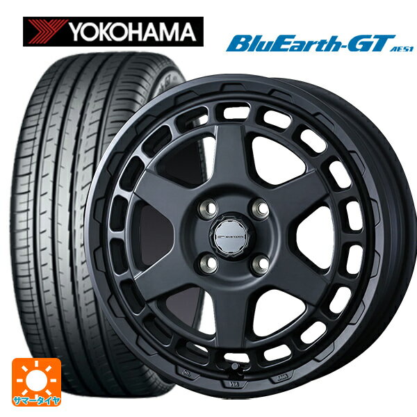 【6/22 20時〜 全品P5倍＆クーポン】155/65R14 75H ヨコハマ ブルーアースGT AE51 ウェッズ マッドヴァンス X タイプS フルマットブラック 14-4.5J 国産車用 サマータイヤホイール4本セット