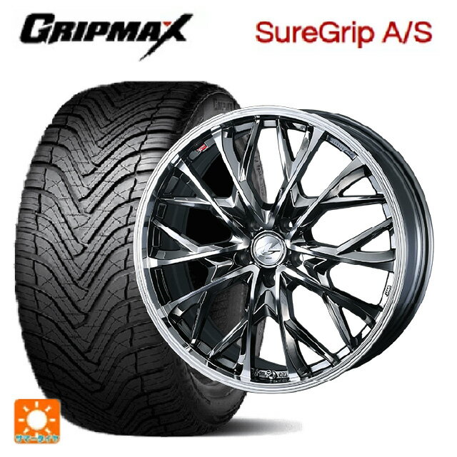 【6/22 20時〜 全品P5倍＆クーポン】スバル レガシィアウトバック(BS系)用 225/55R18 98W グリップマックス シュアグリップ A/S ブラックレター ウェッズ レオニス MV ブラックメタルコートミラーカット 新品オールシーズンタイヤホイール 4本セット