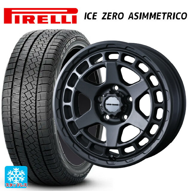 215/65R16 98T ピレリ アイスゼロ アシンメトリコ 正規品 ウェッズ マッドヴァンス X タイプS フルマットブラック 16-7J 国産車用 スタッドレスタイヤホイール4本セット