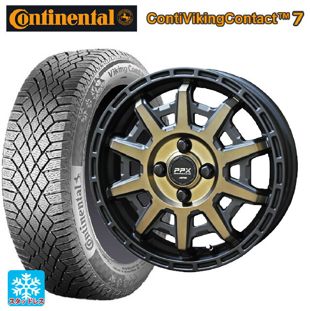 【6/15〜16限定 全品P5倍＆クーポン】155/65R14 75T コンチネンタル コンチバイキングコンタクト7 正規品 共豊 PPX D10X ブラック×ポリッシュ×マットブロンズクリア 14-4.5J 国産車用 スタッドレスタイヤホイール4本セット