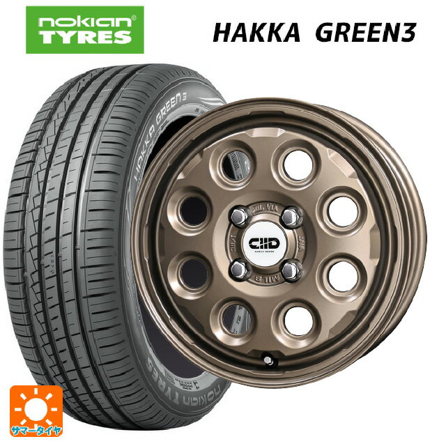 【6/22 20時〜 全品P5倍＆クーポン】155/65R14 75T ノキアン ハッカ グリーン3 共豊 デコル ネイチャー マットダークブロンズ 14-4.5J 国産車用 サマータイヤホイール4本セット