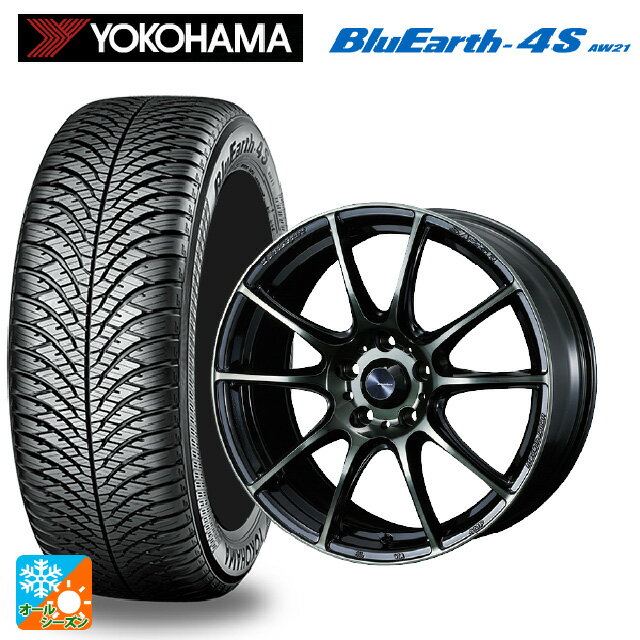 215/45R17 91W XL ヨコハマ ブルーアース4S AW21 ウェッズ ウェッズスポーツ SA25R WBC 17-7J 国産車用 オールシーズンタイヤホイール4本セット